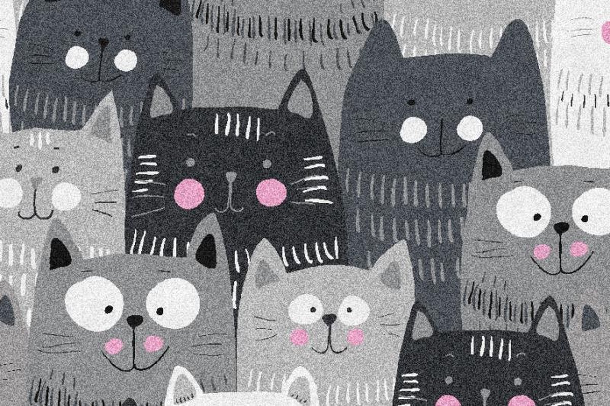 Kinder Vloerkleed Tapijt Mat kinderkamer Katten Poes - Wasbaar - Antislip - 75 x 50 cm