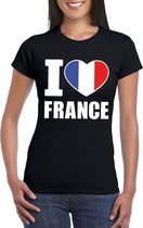 Zwart I love Frankrijk fan shirt dames XL