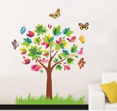 Vrolijke Premium Prachtige Muursticker Boom met Dieren- Vogel-Vlinder- Sticker- Muursticker Voor Kinderkamer-Woonkamer V2