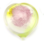 Glasobject Pebble hart roze/geel mini urn glas