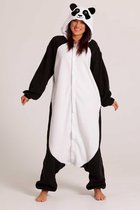 KIMU Onesie panda pak kind reuzenpanda zwart wit - maat 128-134 - pandapak jumpsuit pyjama