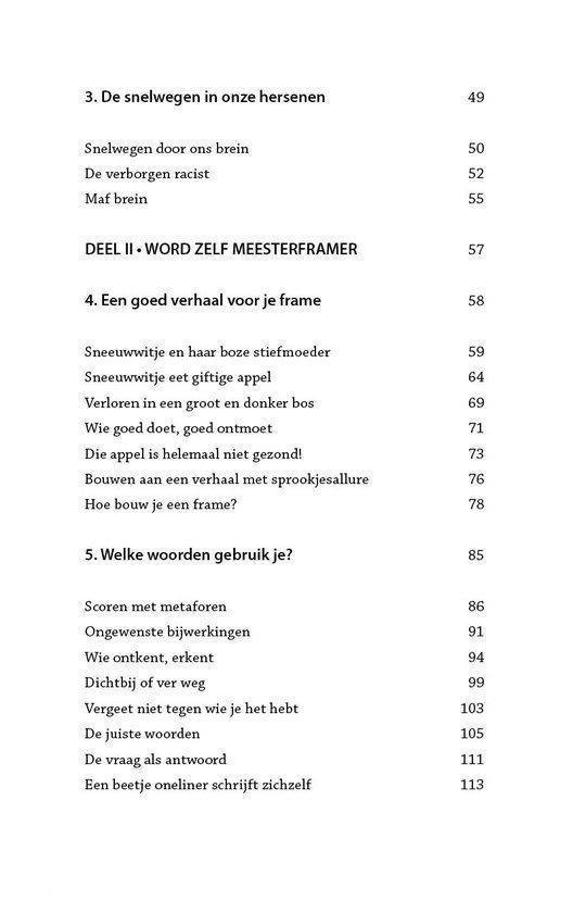 Inhoudsopgave met secties en paginanummers.