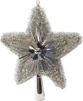 Kerstboom piek glitters zilver 23 cm