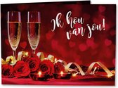 Liefdeswenskaart - Muziekwenskaart - Ik Hou Van Jou - Wenskaart met geluid en lichtjes - Geleverd met envelop - Candlelight - Jan van Veen