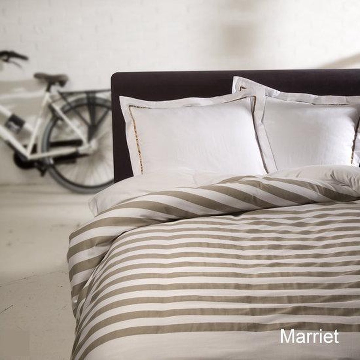 Dekbedovertrek Marriett - Streep - Beige - 140x200/220