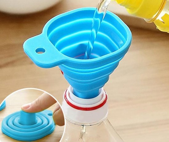 Niet meer geldig Huiskamer Aanvankelijk Opvouwbare Siliconen Trechter - Inklapbaar handig keuken hulp tool - In de  kleur Blauw | bol.com