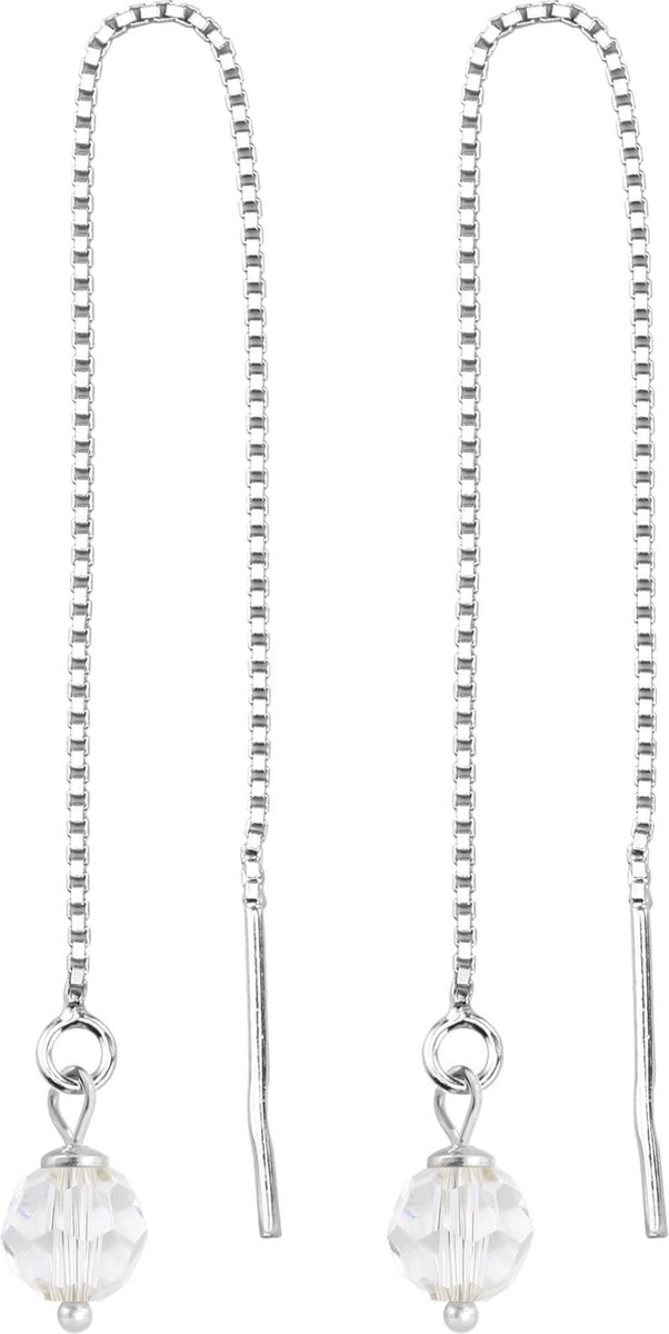 ARLIZI 1053 Doortrekoorbellen Swarovski kristal transparant - sterling zilver - 6 cm