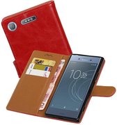 Zakelijke Book Case Telefoonhoesje Geschikt voor de Sony Xperia XZ1 - Portemonnee Hoesje - Pasjeshouder Wallet Case - Rood