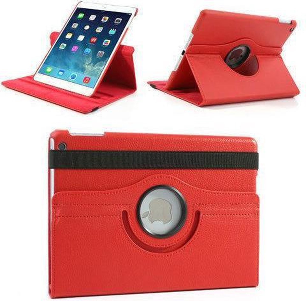 iPad Air Hoes Cover Multi-stand Case 360 graden draaibare Beschermhoes Rood