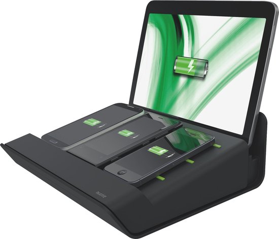 Leitz Multicharger XL USB Oplaadstation voor 1 Tablet en 3 Smartphones -  Zwart | bol.com