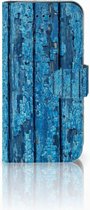 Hoesje Geschikt voor iPhone 7/8 en Geschikt voor iPhone SE 2020 Bookcase Wood Blue