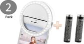 Ringlamp - Selfie Ring Light - Ring Lamp Universeel voor Smartphone - Inclusief Batterijen - 2 Stuks
