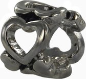 Quiges - Verzilverde Aanschuif Charm Bedel Heart Variety voor Quiges Wikkelarmbanden