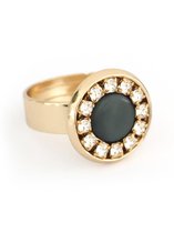 N˚17W438 - RING VERGULD MET STEEN EN SWAROVSKI - GROEN - ZATTHU JEWELRY