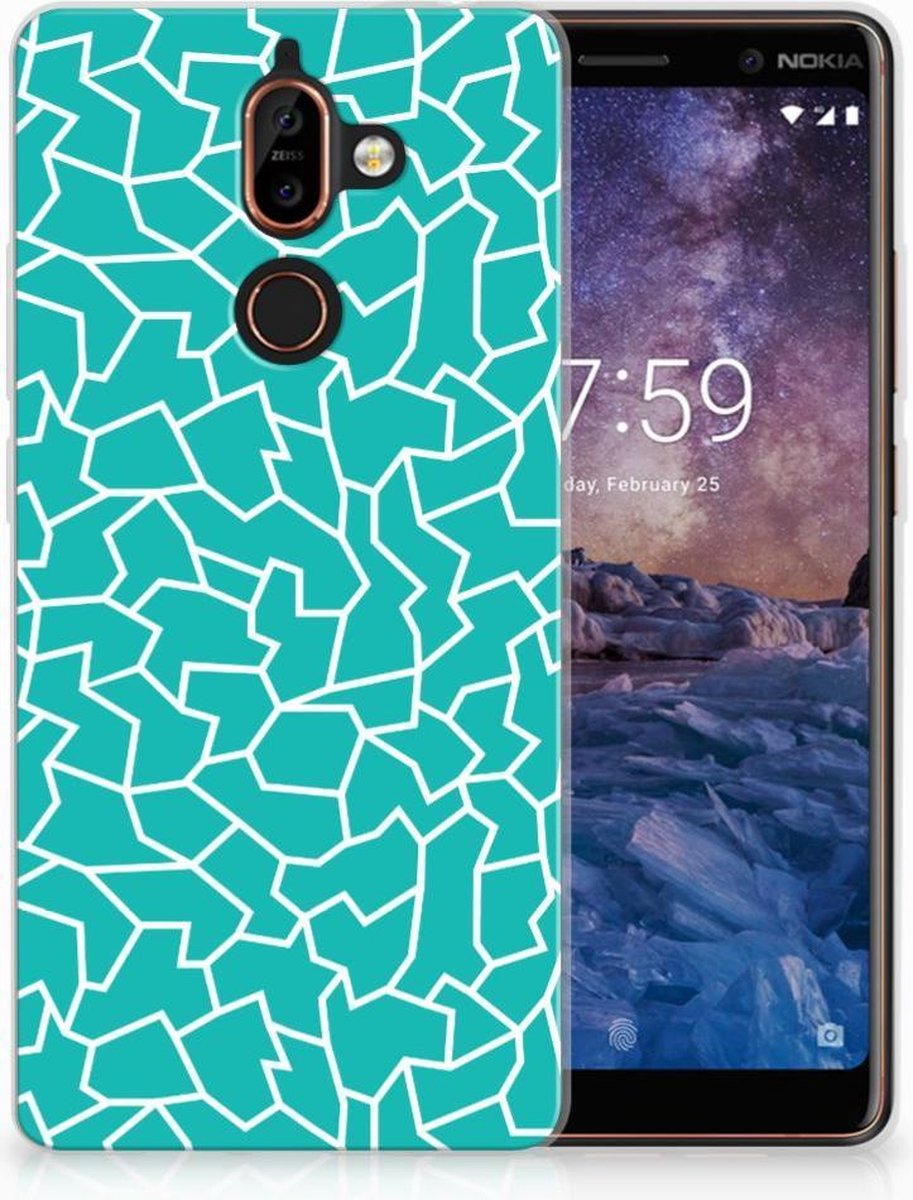 Nokia 7 Plus Hoesje maken Cracks Blue