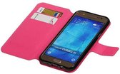 Mobieletelefoonhoesje.nl - Cross Pattern TPU Bookstyle Hoesje voor Galaxy J5 Roze
