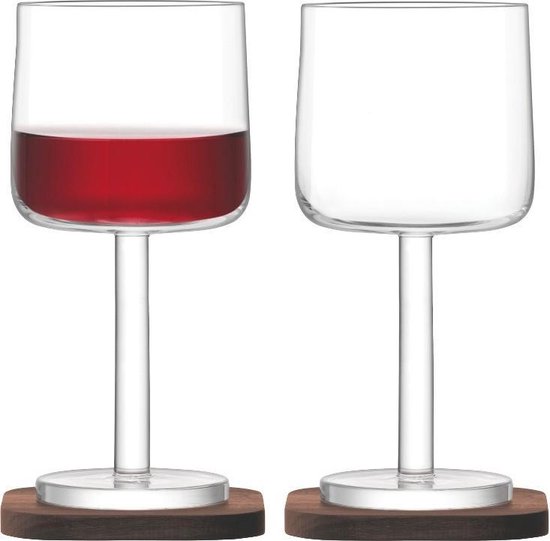 L.S.A. City Bar Drinken Rode Wijnglazen 300 Ml Set 2 Stuks Op Walnoten  Onderzetter | bol.com