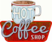 Signs-USA Hot Coffee Shop - Retro Wandbord - Metaal - 29x35 cm