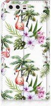 Huawei P10 Plus Standcase Hoesje Design Flamingo Palms