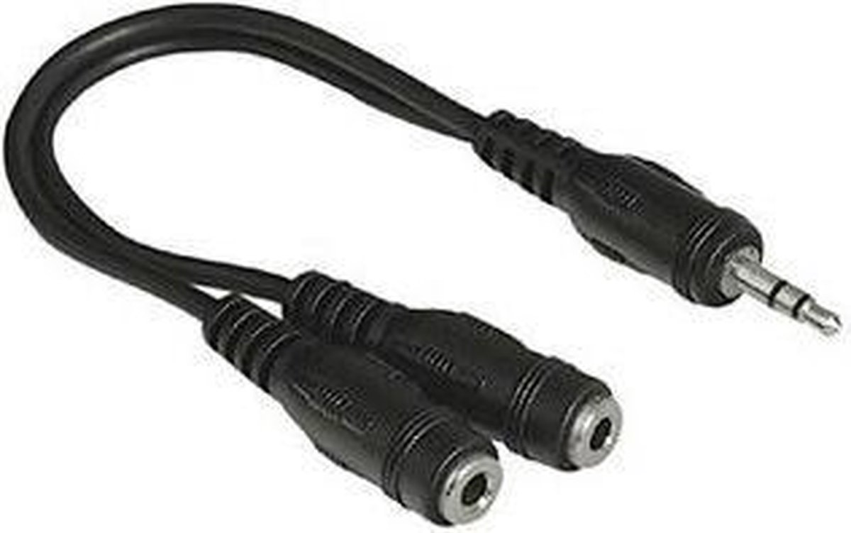 Image of Hama 3.5 mm Jack Plug, Stereo -2 x 3.5 mm Jack Socket, Stereo audio kabel 0,2 m 2 x 3.5mm 3.5mm Zwart