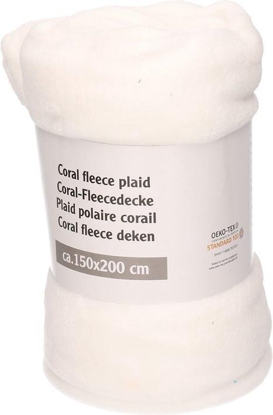 Witte fleece deken - 150 x 200 cm - woondeken / plaid | bol.com