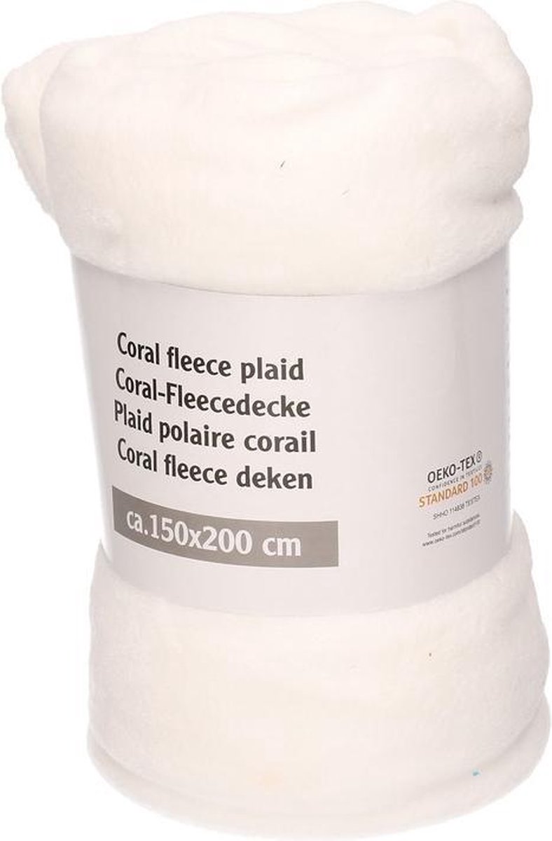teller Besmettelijk rib Witte fleece deken - 150 x 200 cm - woondeken / plaid | bol.com