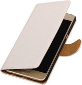 Croco Bookstyle Wallet Case Hoesjes voor Galaxy C5 Wit