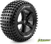 Louise RC - T-ROCK - 1-8 Truggy Bandenset - Gemonteerd - Soft - Spaakvelgen Zwart - 0-Offset - Zeskant 17mm - L-T3251SB