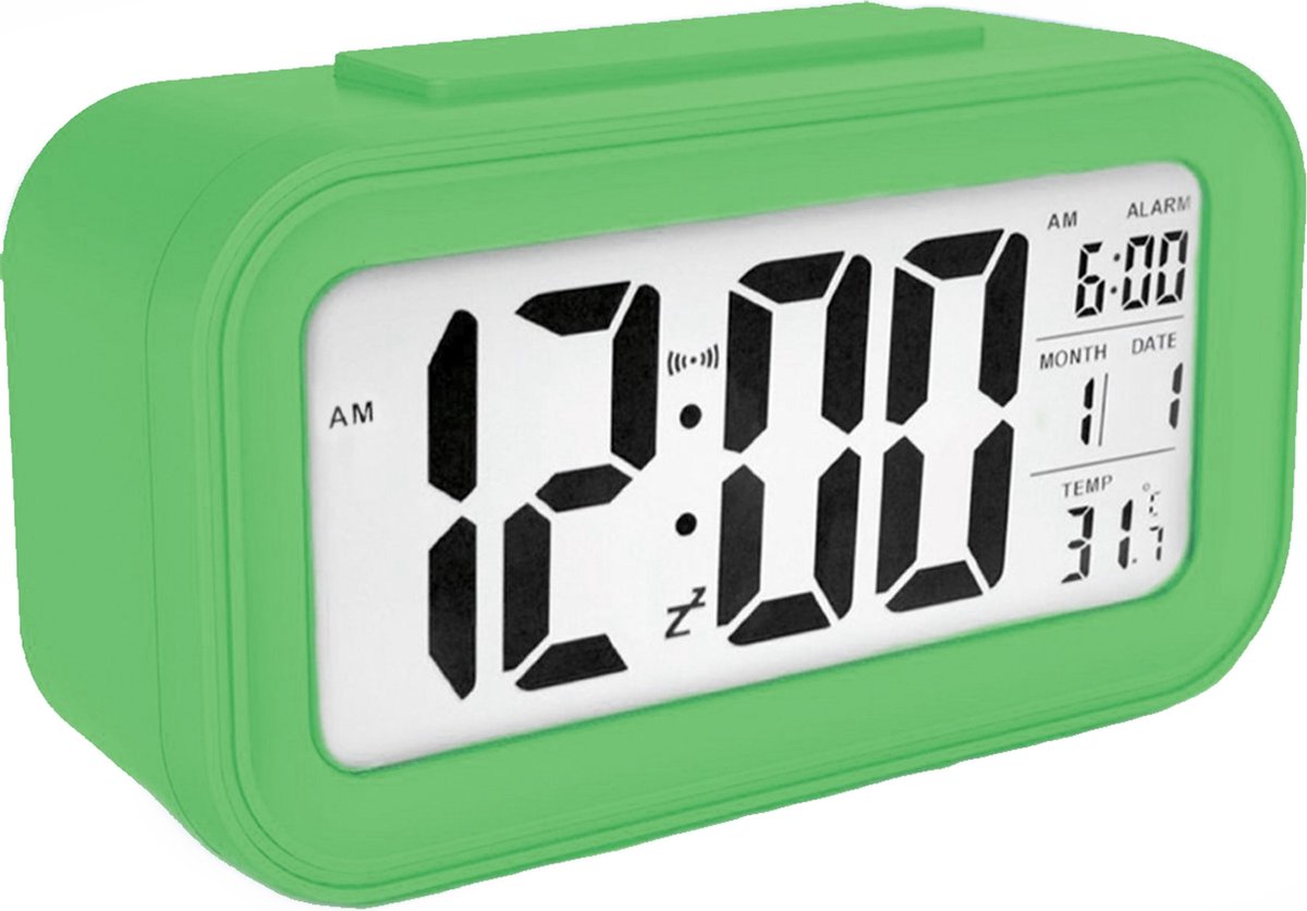 Digitale wekker – Alarmklok – Inclusief temperatuurmeter – Met snooze en verlichtingsfunctie – Groen