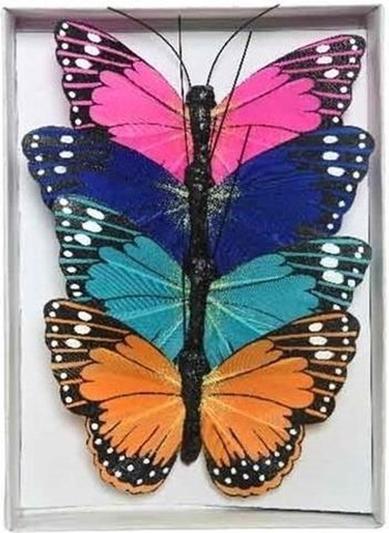 12x Decoratie vlinders op draad 9 cm - Hobby - Woonaccessoires/versiering |  bol.com