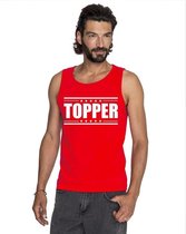 Rood Topper mouwloos shirt/ tanktop in rood met witte letters heren - Toppers dresscode kleding M