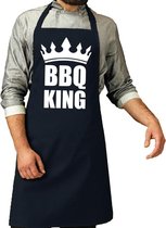 BBQ King barbeque schort / keukenschort navy blauw voor heren - bbq schorten
