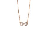 The Fashion Jewelry Collection Ketting Infinity Zirkonia 1,1 mm 41 + 4 cm - Ros�goud Op Zilver