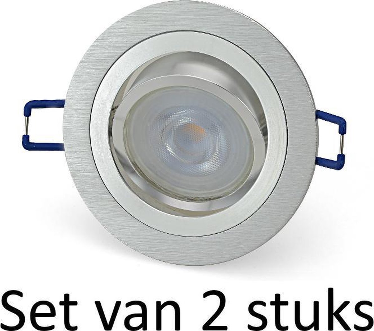 Dimbare Philips GU10 inbouwspot | Zilver rond | Set van 2 stuks