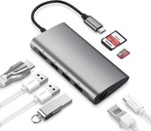 8-in-1 USB-C Hub met HDMI + 3 x USB-3.0 + USB-C (incl. opladen)+ SD/Micro SD + Ethernet