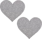 Pinch - Nipple Sticker Sparkle Heart - 3 x 2 - Tepel Plakker - Hart Zilver - Tepelstickers