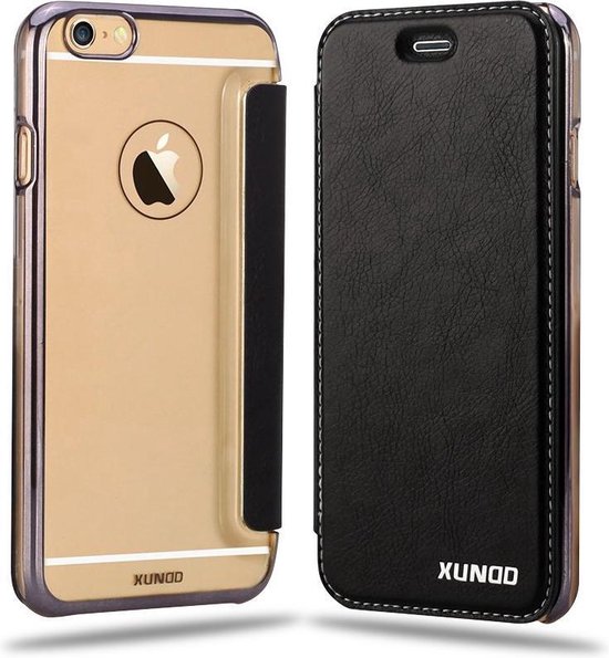 XUNDD Étui à Rabat iPhone 5 / 5S avec Couverture Arrière Transparente Noir  | bol