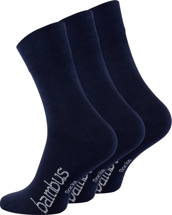 Bamboe sokken - 3 paar - navyblauw - normale schachtlengte - maat 35/38