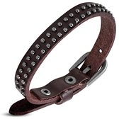 Amanto Armband Aisar Red - Heren - Leer - Studs - 12 mm - 26 cm