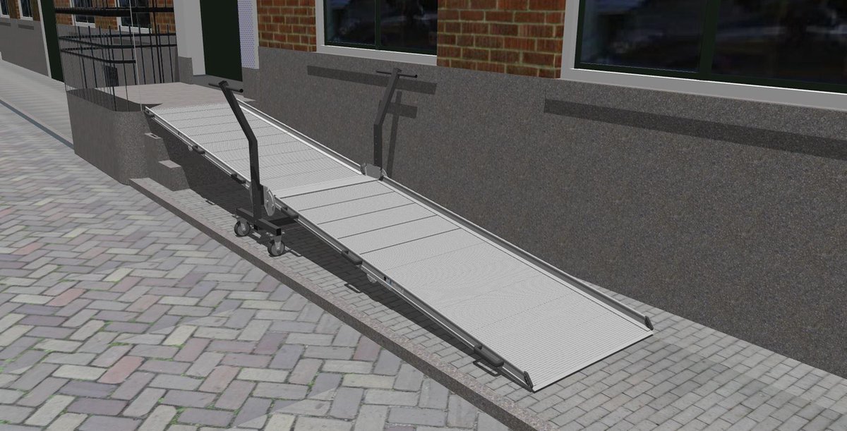 Goedkoopste Mobiele hellingbaan op trolley, geschikt voor hoogte verschil tot 80 cm, eenvoudig neer te leggen en weer op te klappen