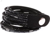 Fako Bijoux® - Wikkelarmband - Bling - Zwart