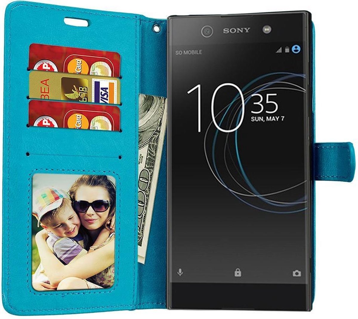 Sony Xperia XA2 Ultra - Book case Portemonnee hoesje Turquoise