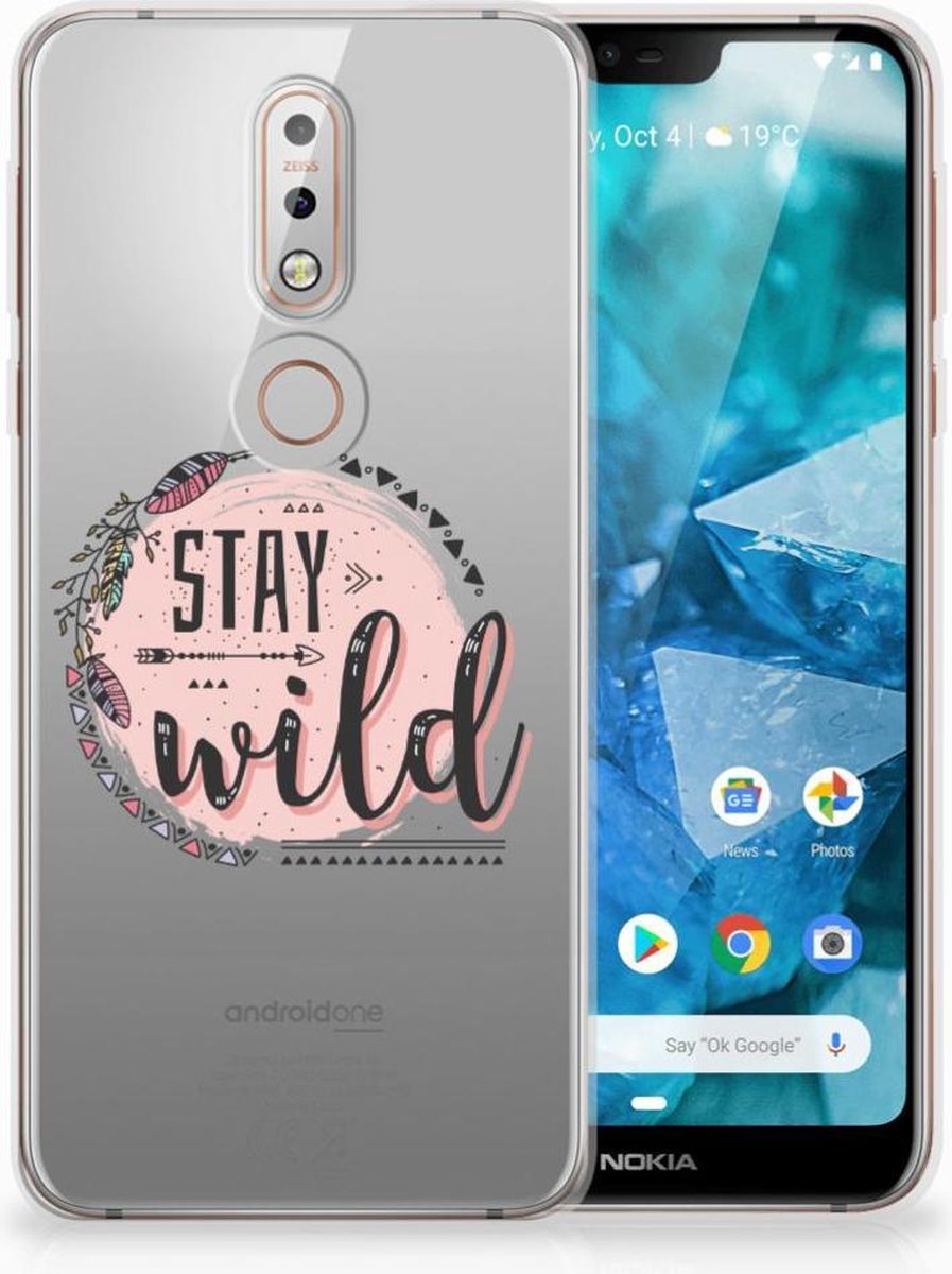 Nokia 7.1 Telefoonhoesje met Naam Boho Stay Wild