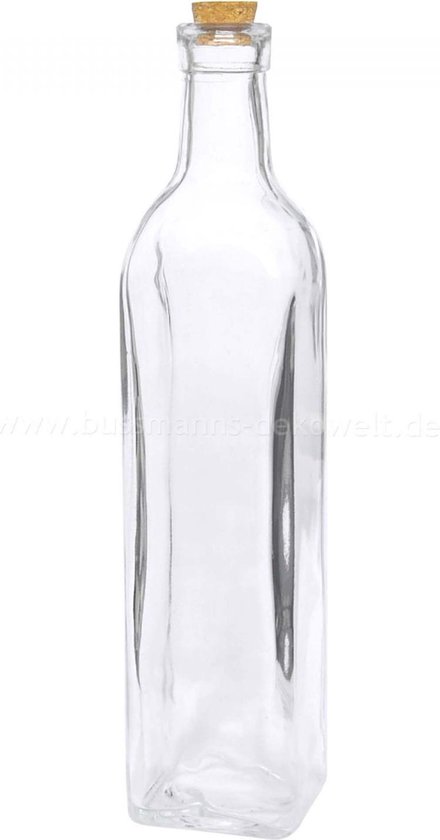 honing Amuseren Betrokken XL Decoratieve Glazen Fles Met Kurk Dop - Grote Decoratie Sierfles Glas -  550 Ml | bol.com