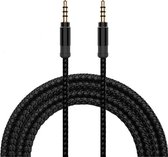 Audio Kabel 3.5 mm Stereo 1,5 mtr - Zwart gevlochen
