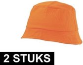2x Oranje vissershoedjes/zonnehoedjes 57-58 cm - Oranje zomerhoeden voor volwassenen
