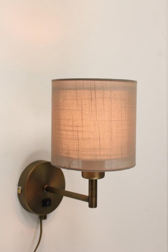 zingen Inspecteren servet Ronde wandlamp VICO brons | kap 0544 taupe Ø 15 cm | bol.com