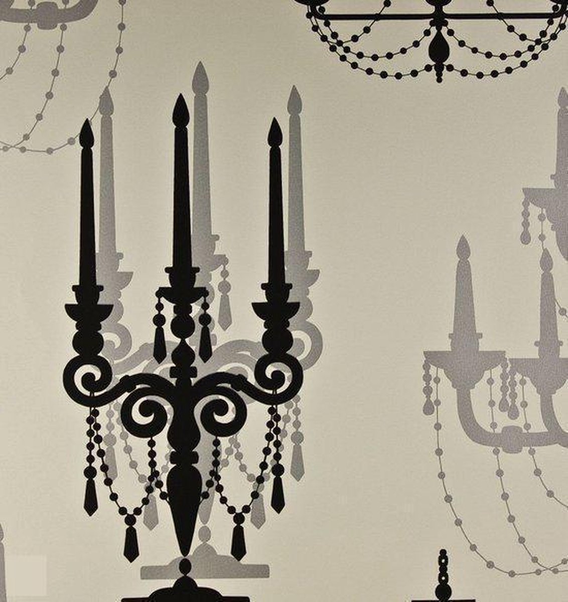 Dutch Wallcoverings Papierbehang - Kandelaar - Crème/Zilver Zwart
