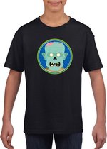 Halloween zombie t-shirt zwart kinderen S (122-128)