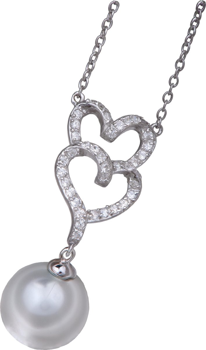 Orphelia Hanger + Ketting Dubbel Hart Parel Zirconium ZH-4506